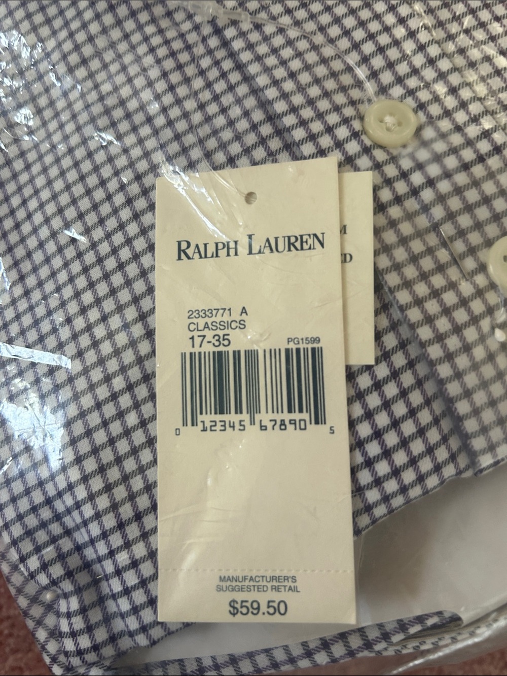 Ralph Lauren Navy and White Gingham Button-Down Shirt - Picture 5 of 5